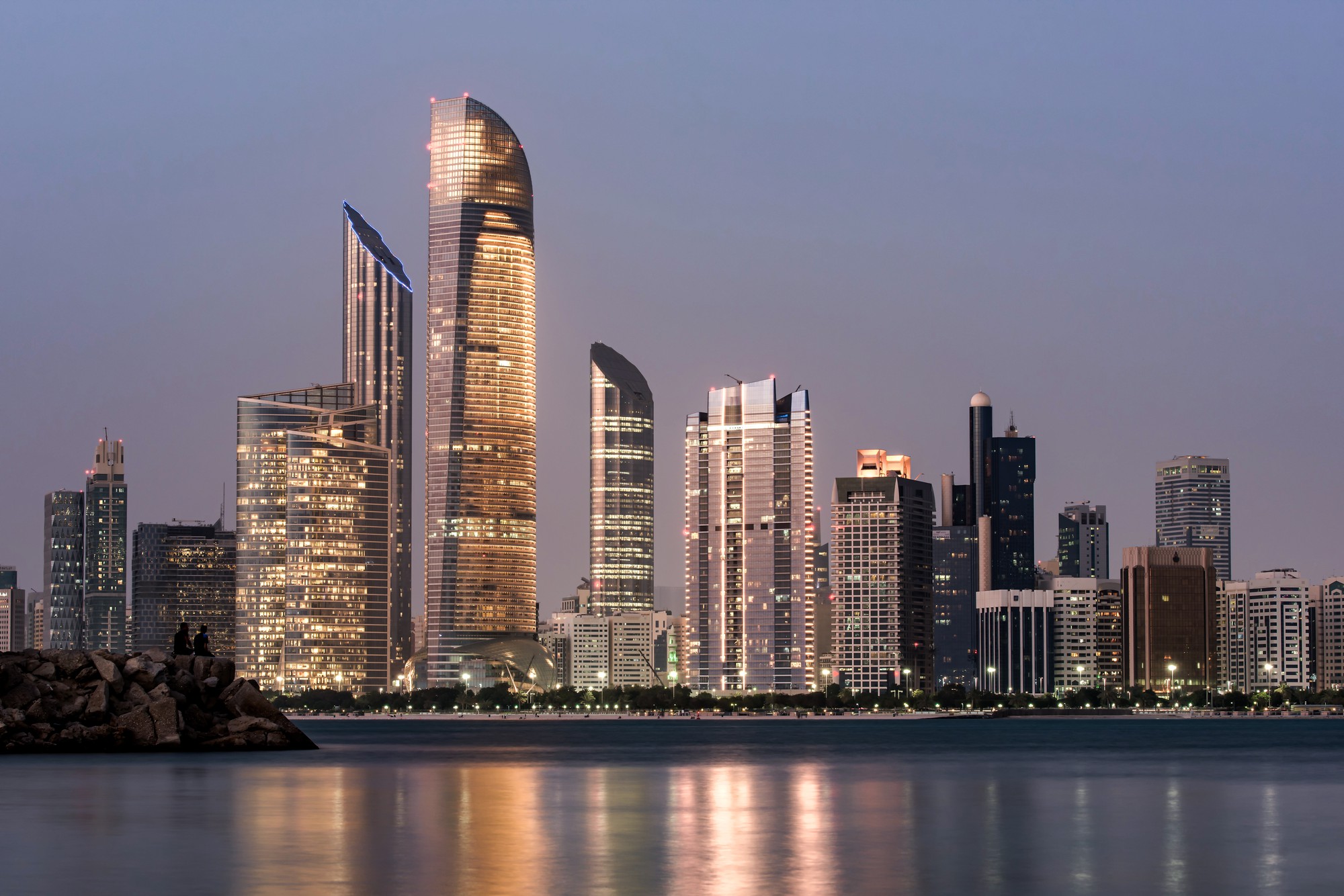 abu dhabi seascape with skyscrapers