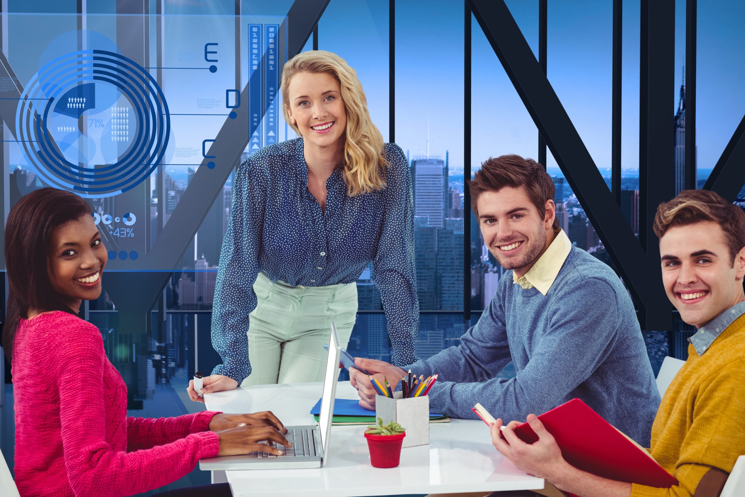 casual hologram job consultant standing scaled